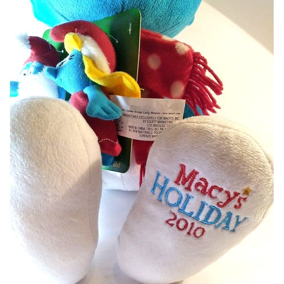 New Macys Holiday Christmas SMURF Plush Stuffed Animal 18” w/Finger Pals 2010 - Picture 5 of 9